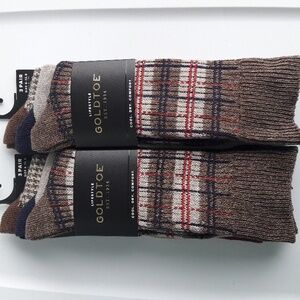 NWT "Gold Toe" Groovey Plaid Crew Men's Socks 2 Packs of Three (6 Pair Total)